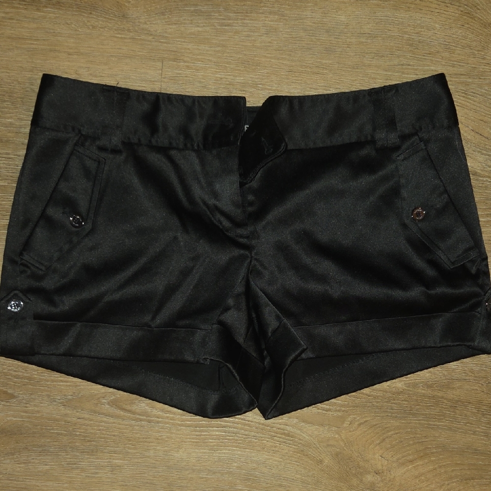 Express Black Women’s Dress Shorts - Sleek Satin Finish Size 8